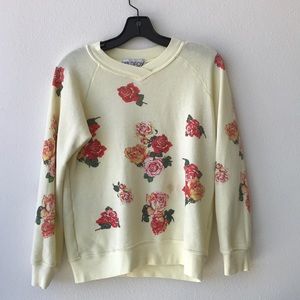 Wildfox yellow rose sweater size XS with mark